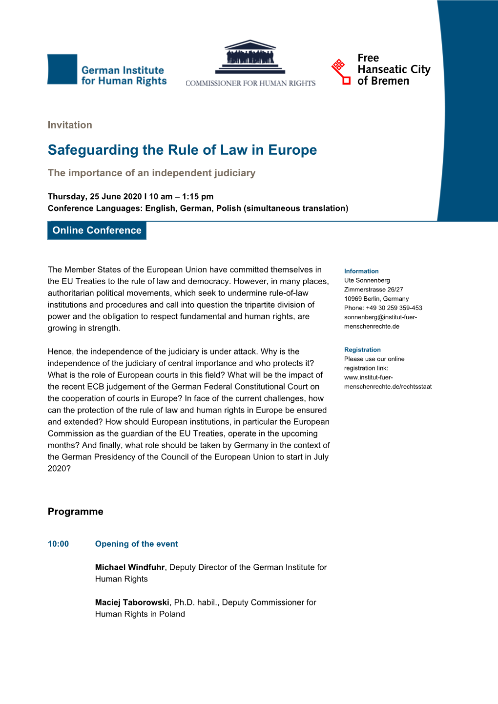 Safeguarding the Rule of Law in Europe