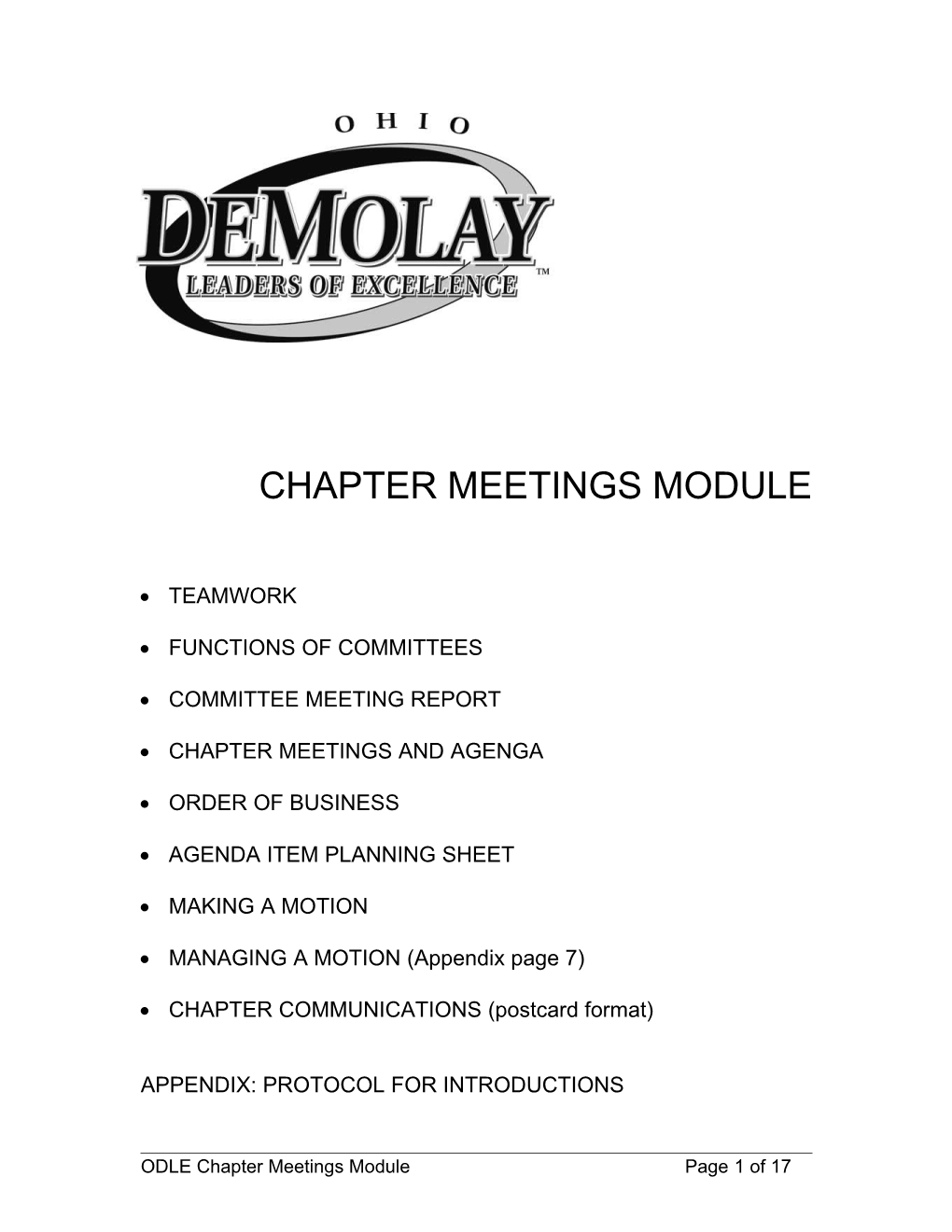 Chapter Meetings Module