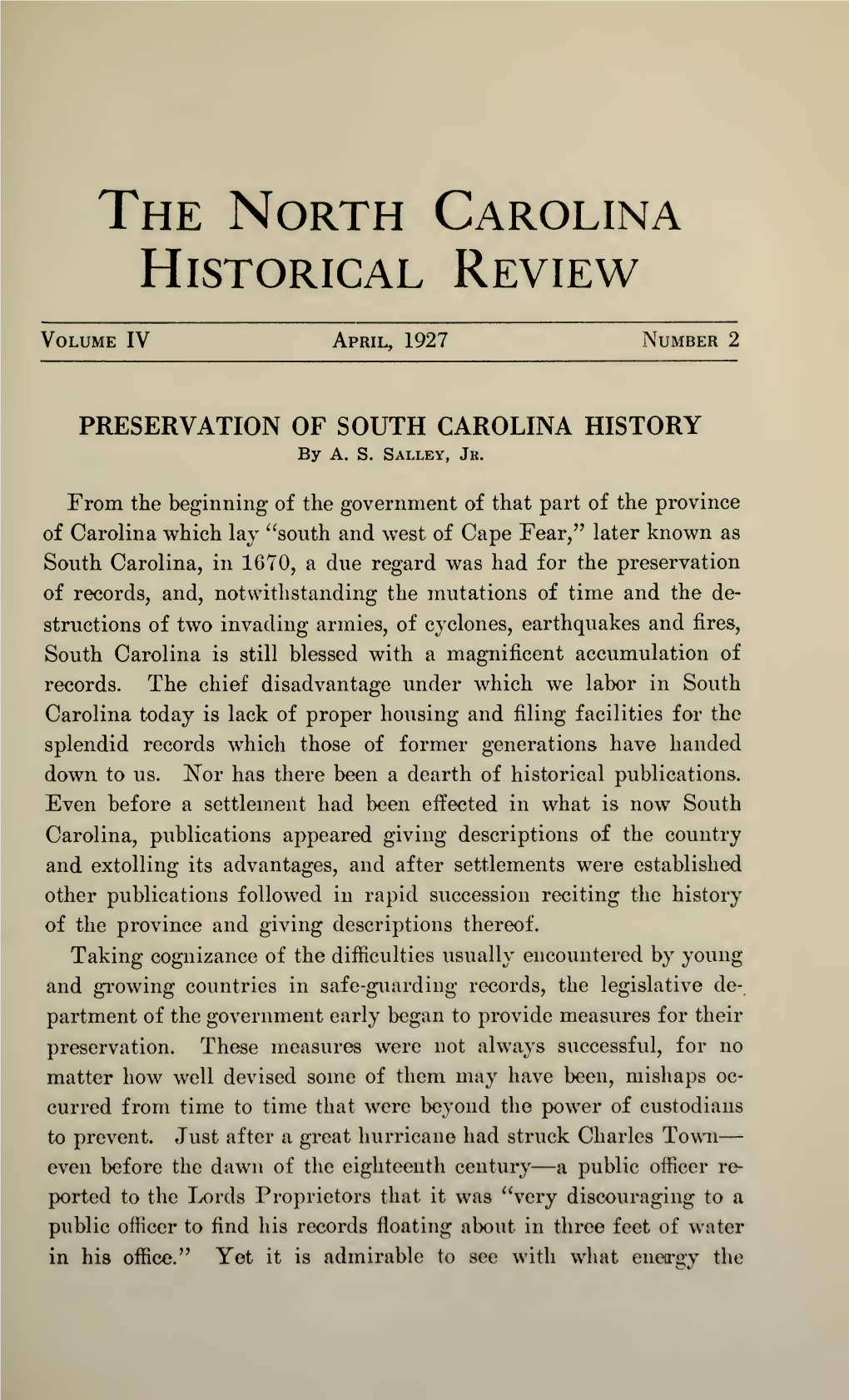 The North Carolina Historical Review