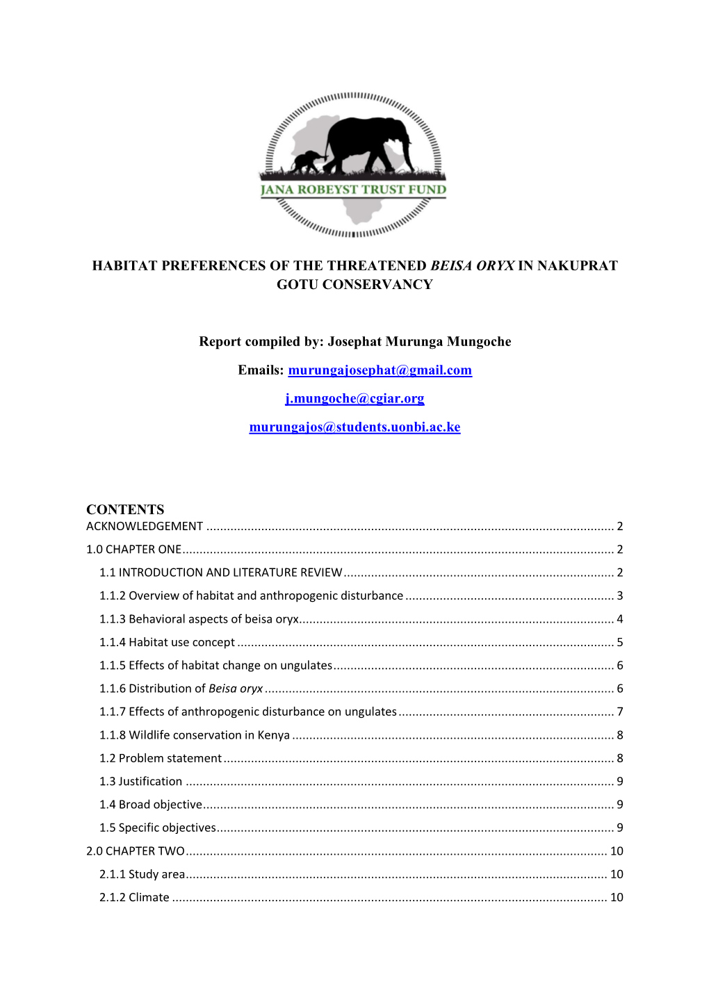 Habitat Preferences of the Threatened Beisa Oryx in Nakuprat Gotu Conservancy