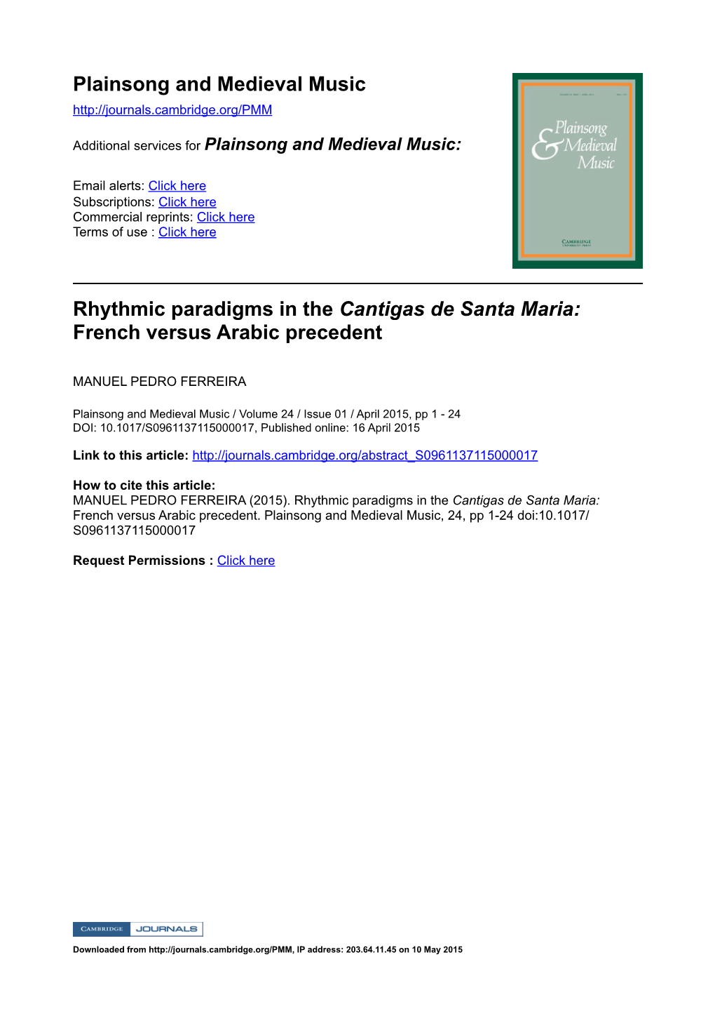 Plainsong and Medieval Music Rhythmic Paradigms in The