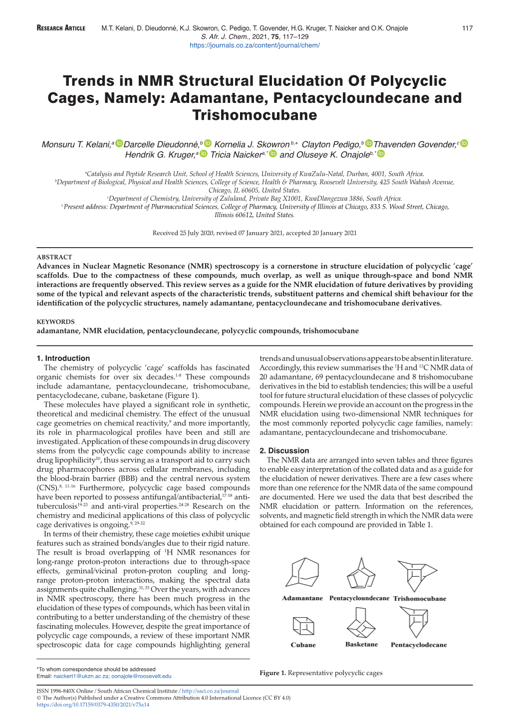 Trends in NMR Structural Elucidation of Polycyclic Cages, Namely: Adamantane, Pentacycloundecane and Trishomocubane