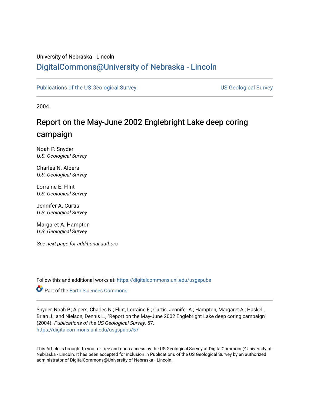 Report on the May-June 2002 Englebright Lake Deep Coring Campaign