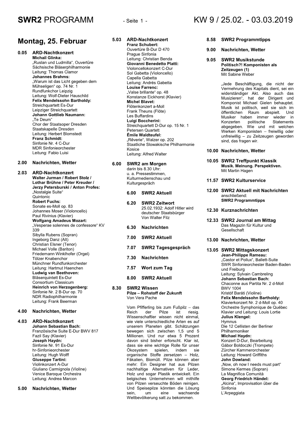 Swr2 Programm Kw 9 / 25.02