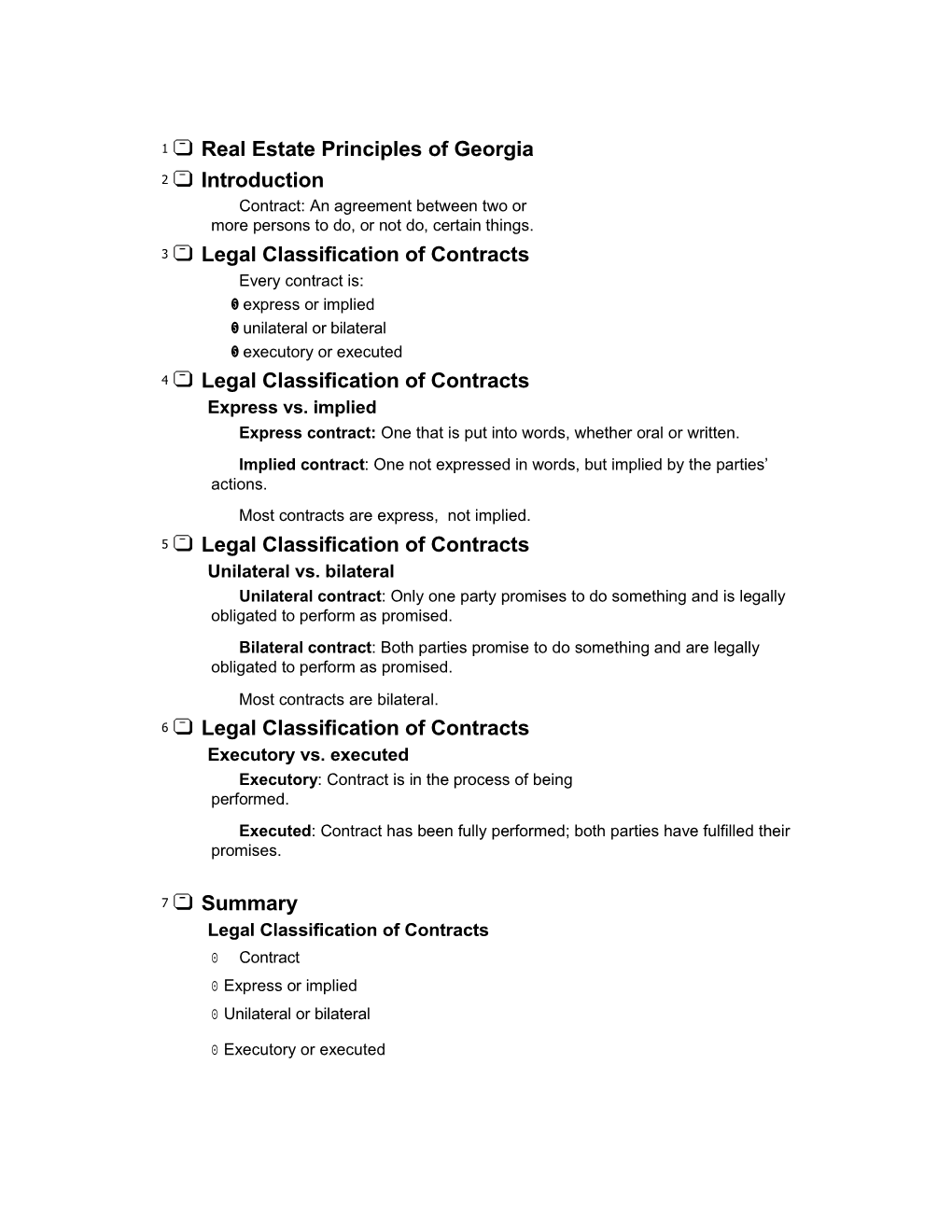 Real Estate Principles of Georgia Introduction Legal Classification Of