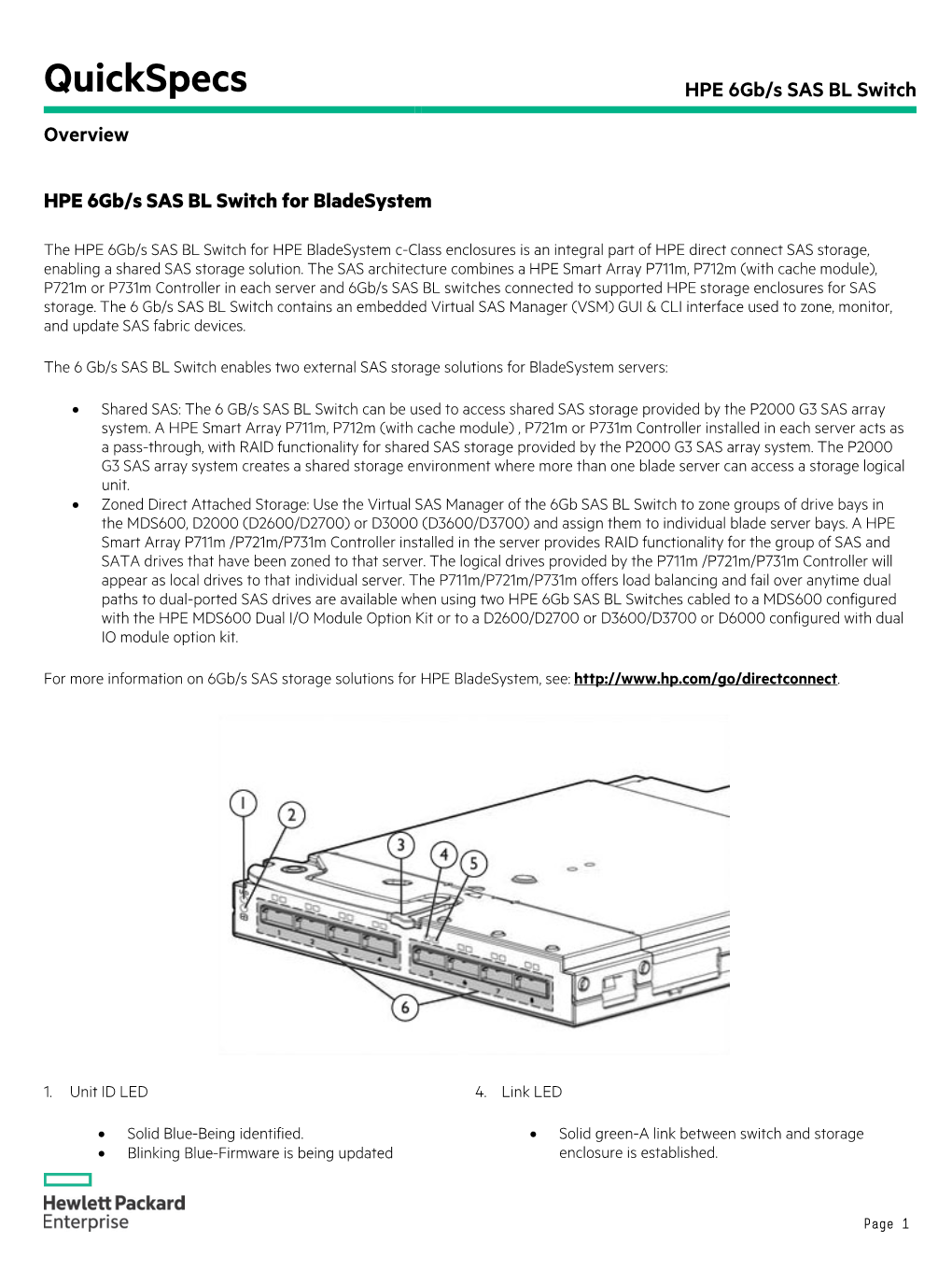 HPE 6Gb/S SAS BL Switch Overview