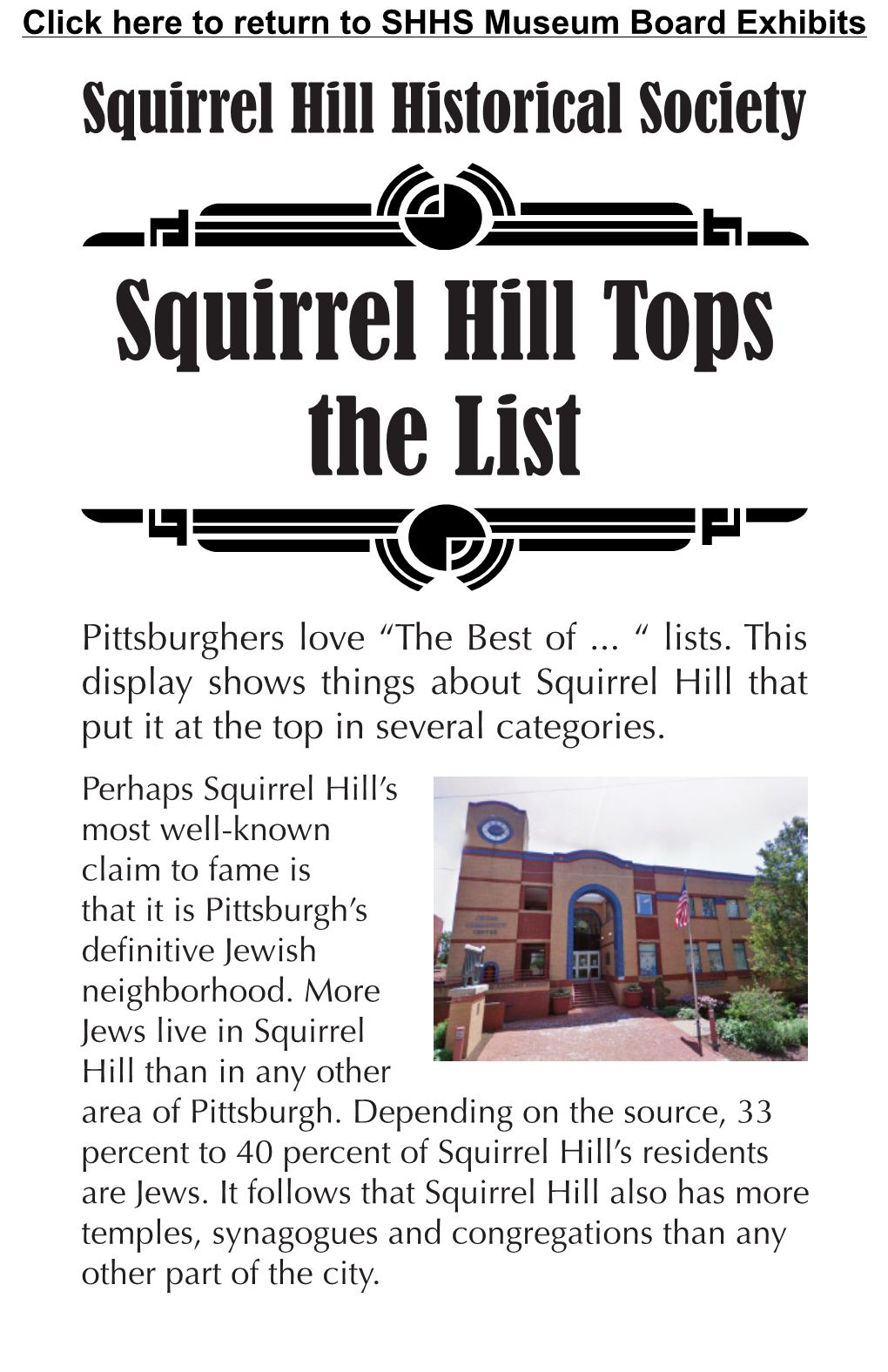 Squirrel Hill Tops the List