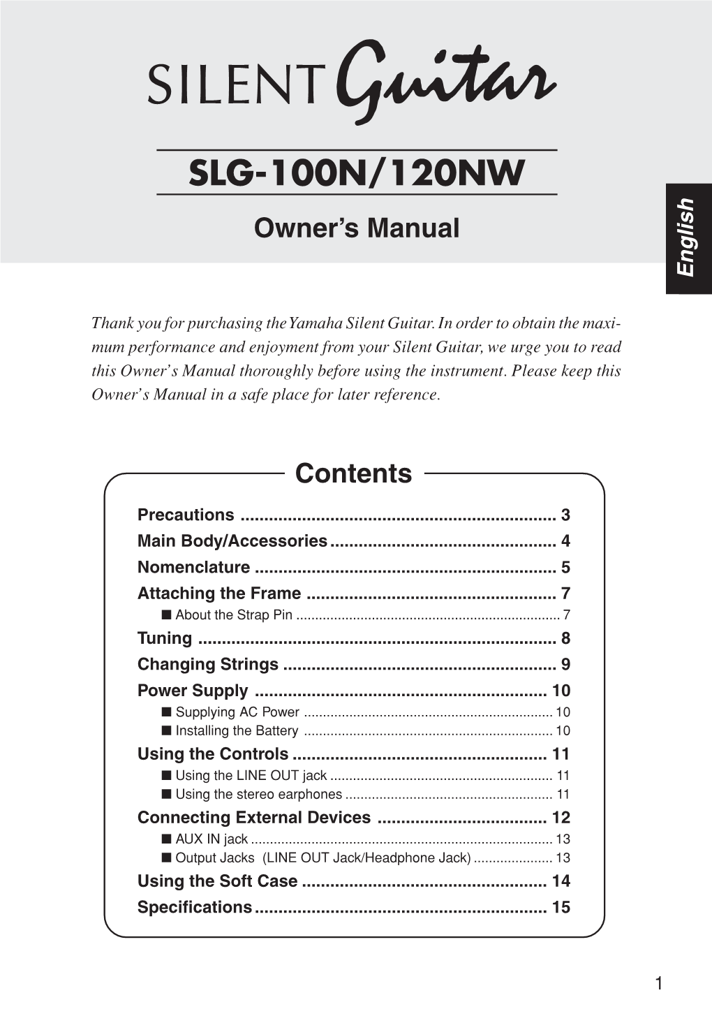 SLG-100N/120NW Owner’S Manual