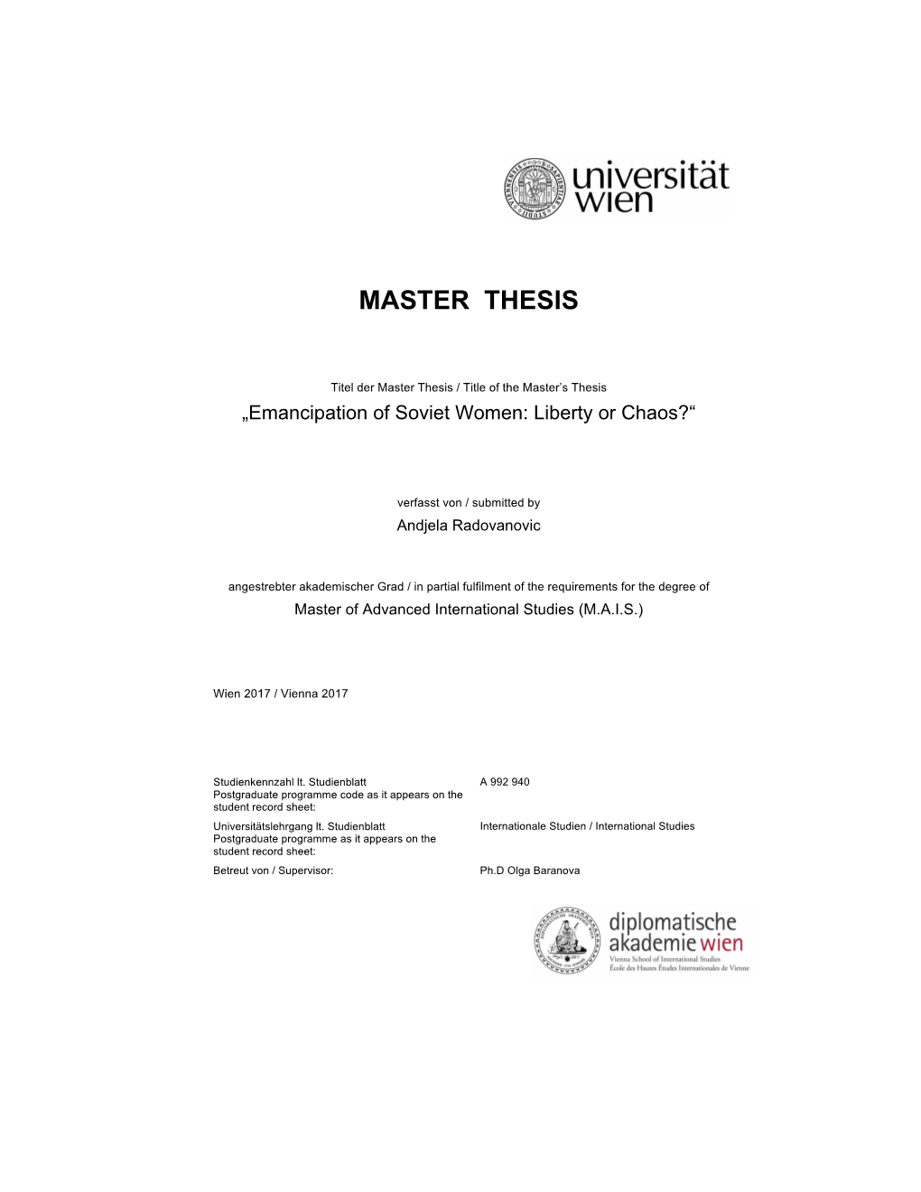 Master Thesis