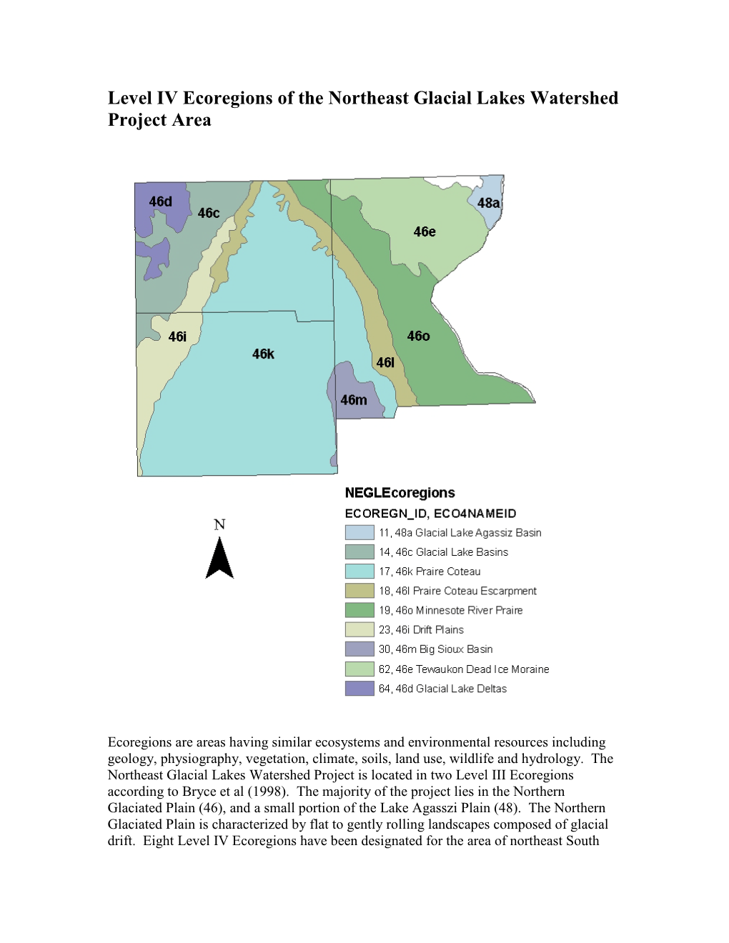 Level IV Ecoregions of the Northeast Glacial Lakes Watershed Project Area