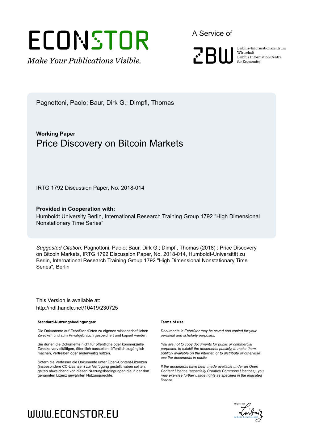 Price Discovery on Bitcoin Markets