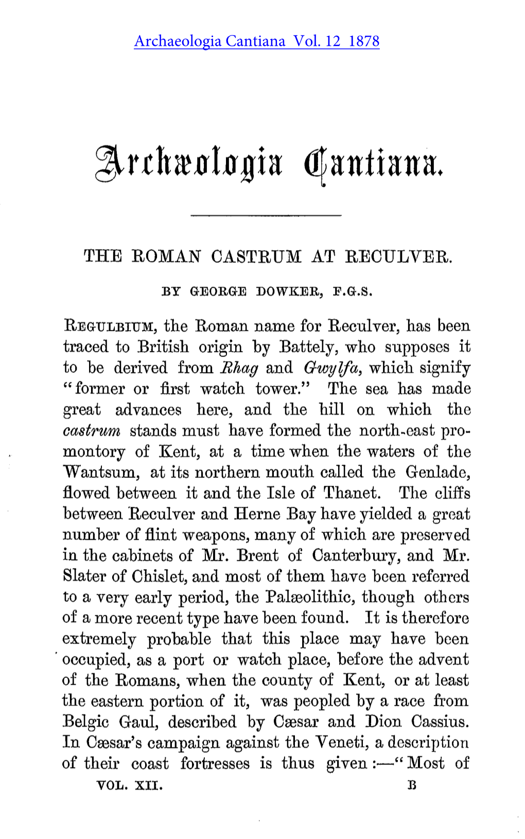 The Roman Castrum at Reculver