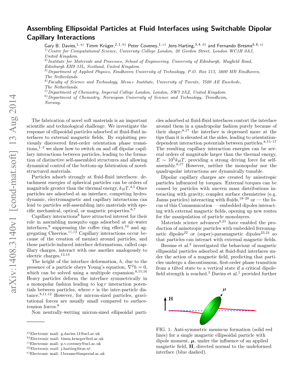 Assembling Ellipsoidal Particles at Fluid Interfaces Using Switchable Dipolar Capillary Interactions Gary B