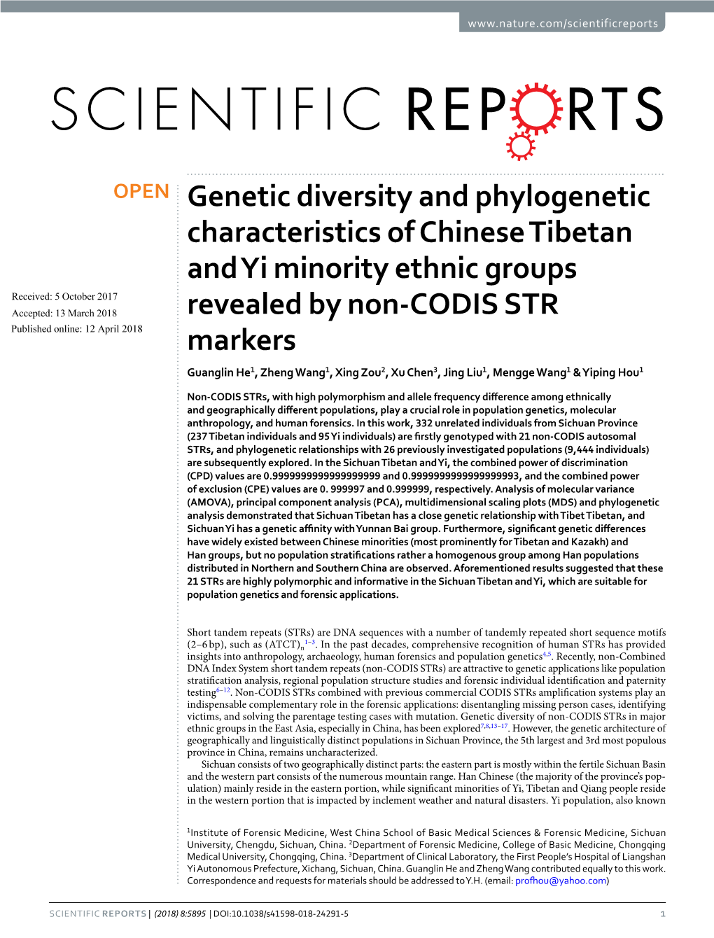 Genetic Diversity and Phylogenetic Characteristics of Chinese Tibetan