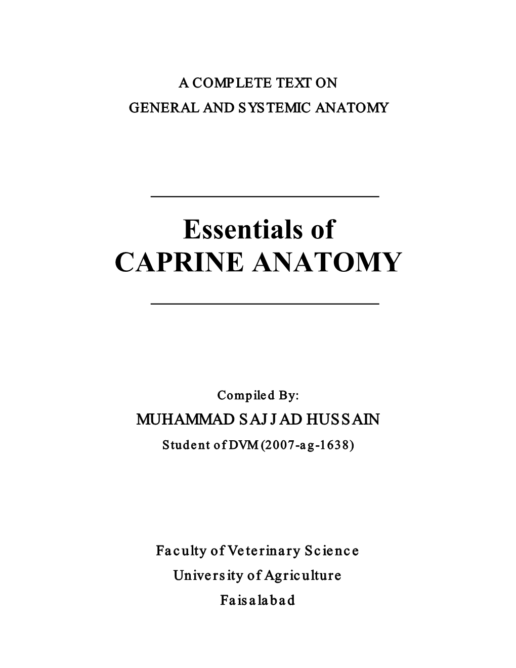 Essentials of CAPRINE ANATOMY
