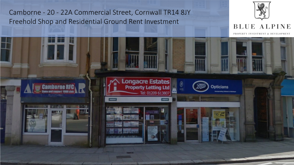 22A Commercial Street, Cornwall TR14 8JY Freehold Shop