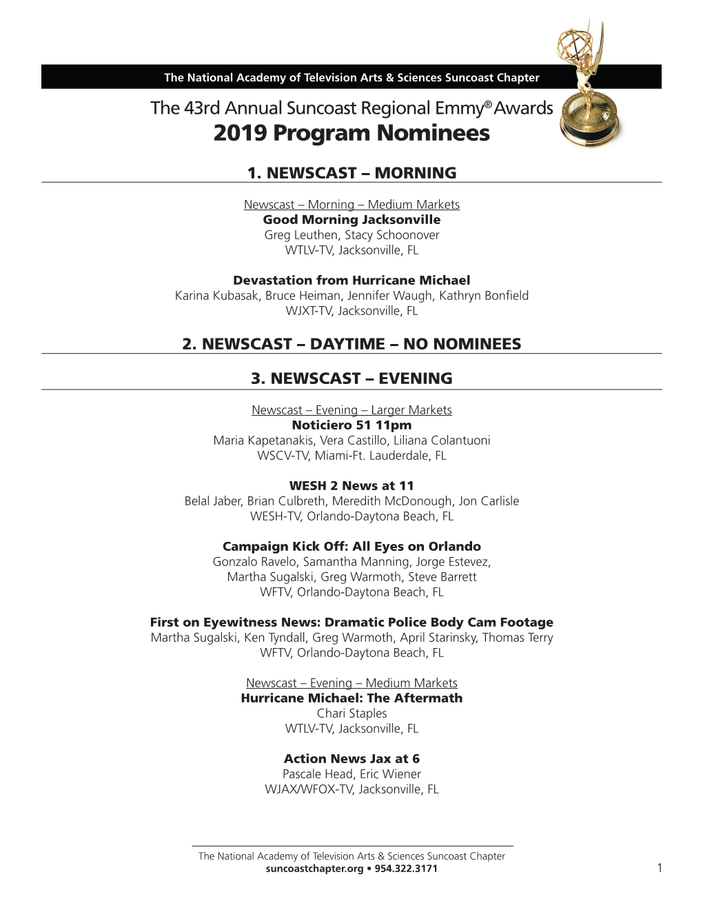 2019 Program Nominees