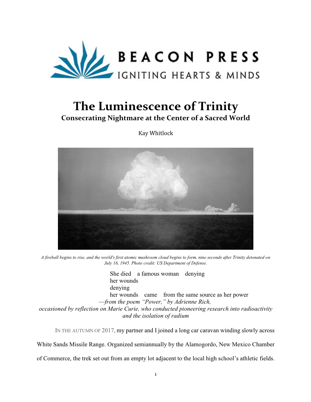 The Luminescence of Trinity Consecrating Nightmare at the Center of a Sacred World