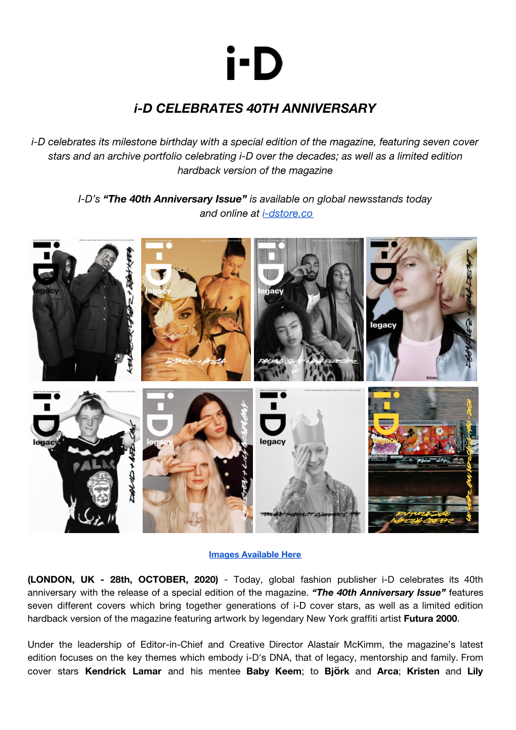 I-D Celebrates 40Th Anniversary October 28, 2020