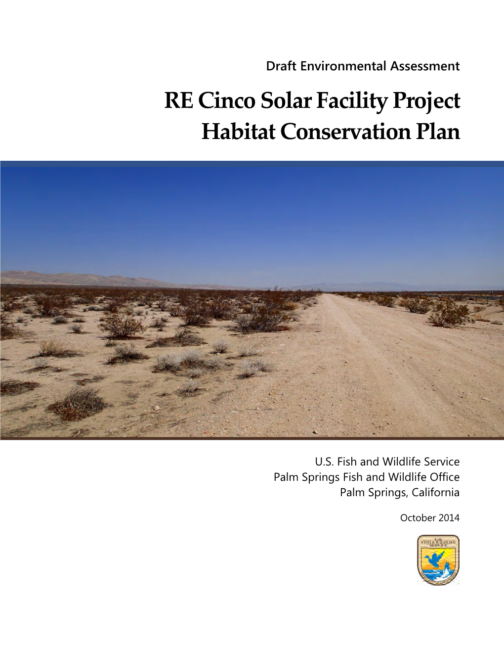 RE Cinco Solar Facility Project Habitat Conservation Plan