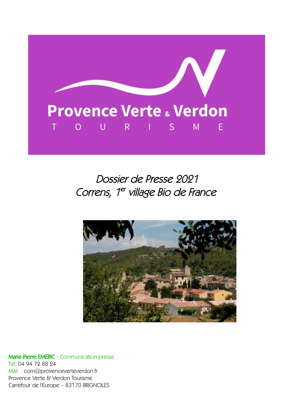 Dossier De Presse 2021 Correns, 1Er Village Bio De France