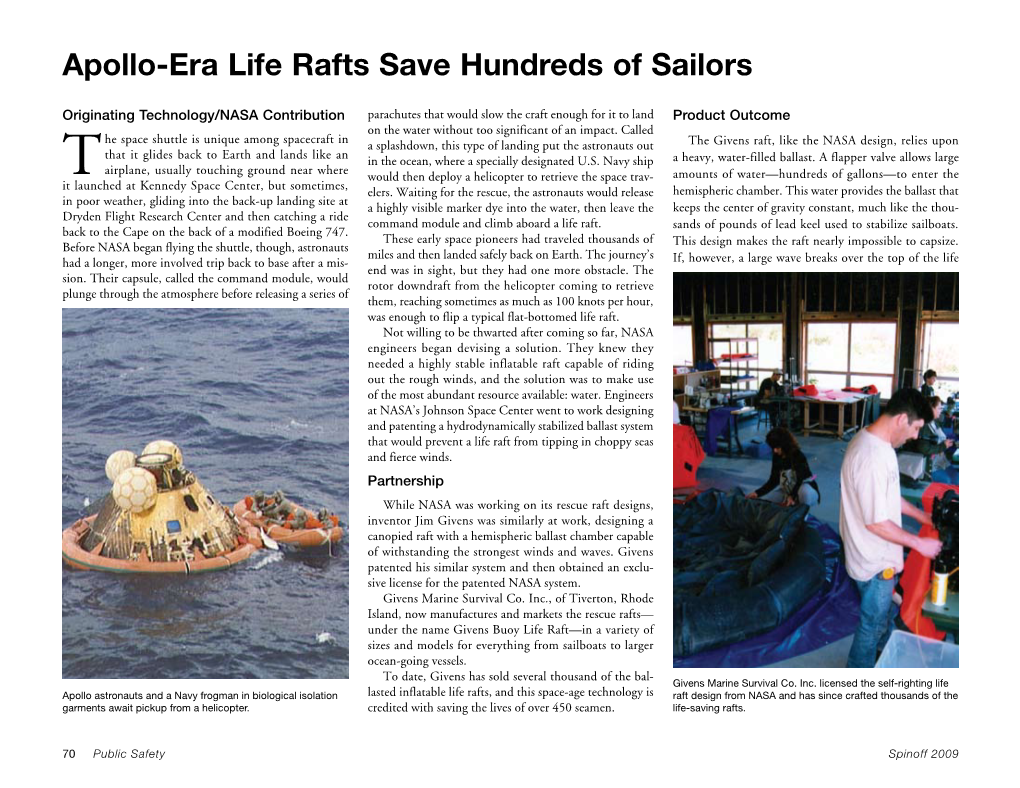 Apollo-Era Life Rafts Save Hundreds of Sailors