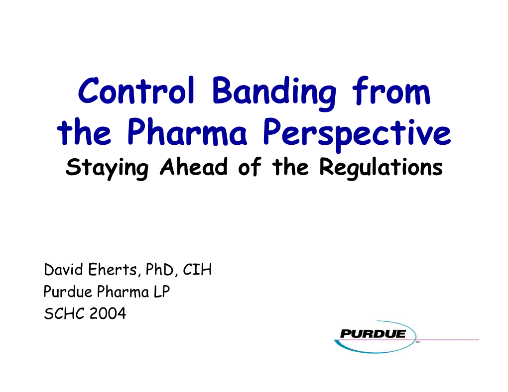 Dave Eherts-Control Banding