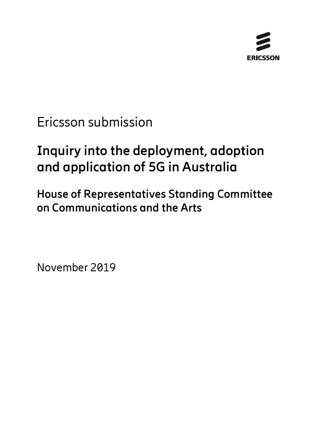 Inquiry Into the Deployment, Adoption and Application of 5G in Australia