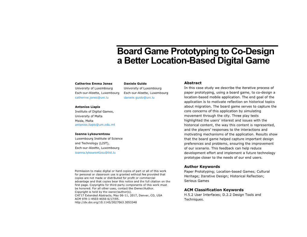 Board Game Prototyping to Co-Design a Better Location-Based Digital Game