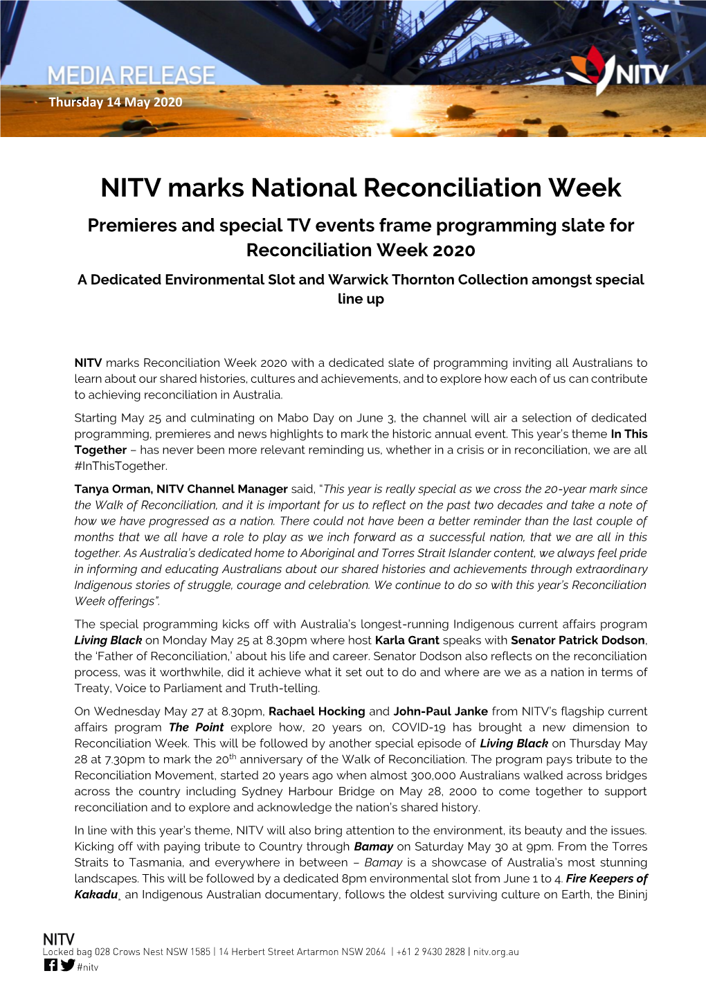 NITV Marks National Reconciliation Week