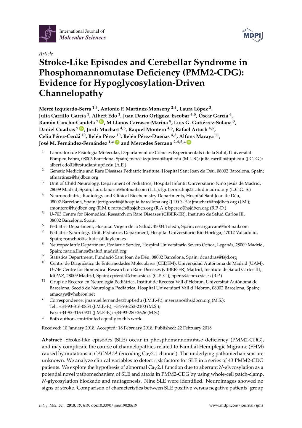 (PMM2-CDG): Evidence for Hypoglycosylation-Driven Channelopathy