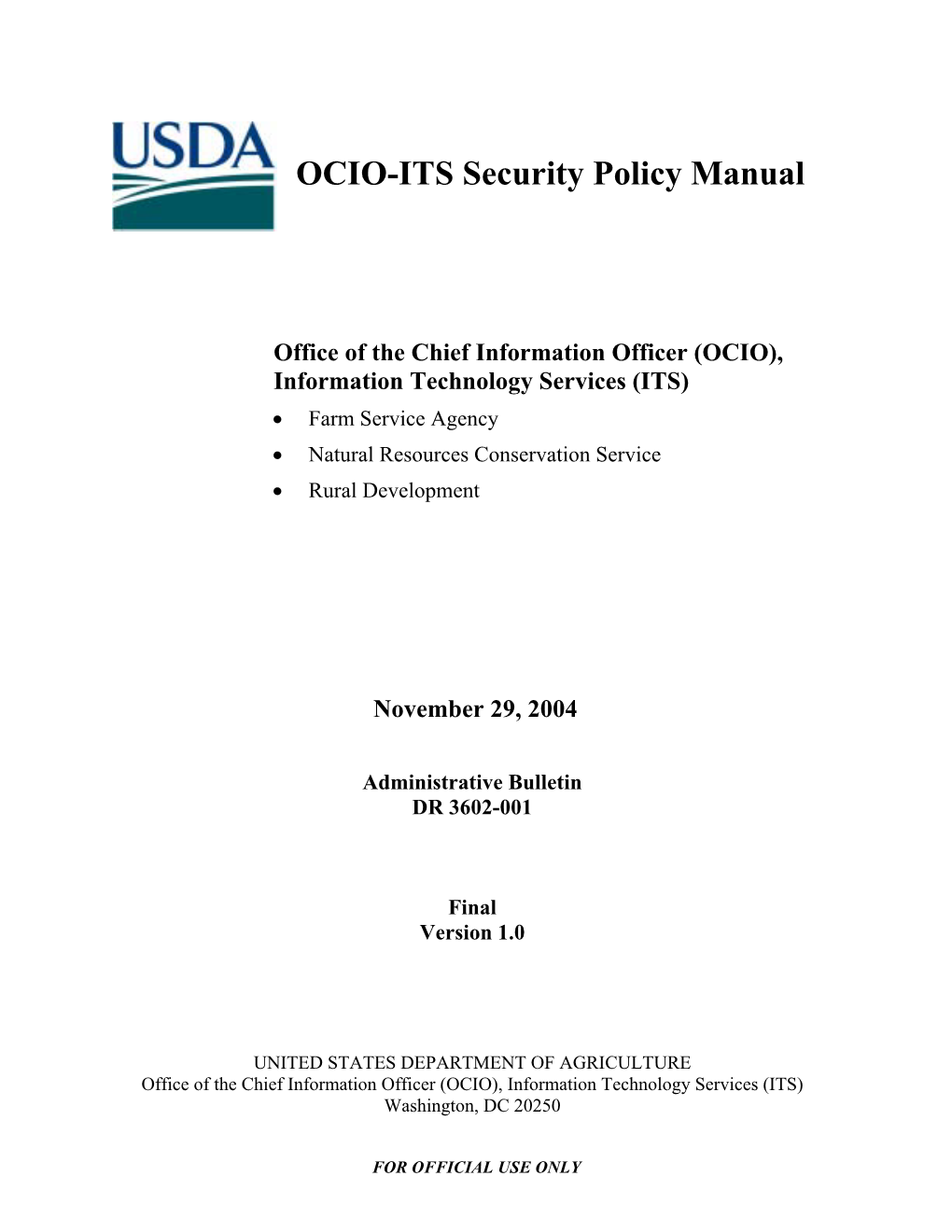 OCIO-ITS Security Policy Manual