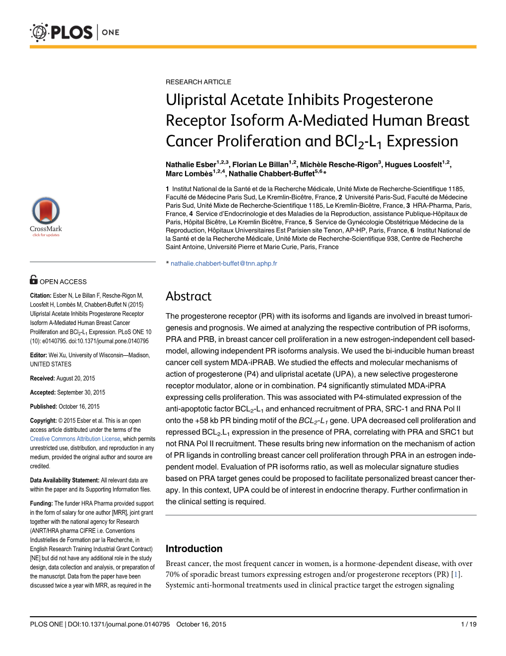 Ulipristal Acetate Inhibits Progesterone Receptor Isoform A-Mediated Human Breast