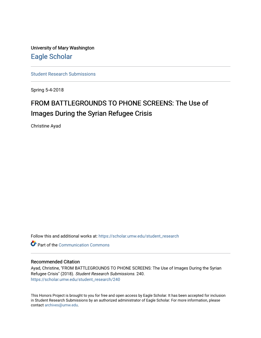 The Use of Images During the Syrian Refugee Crisis