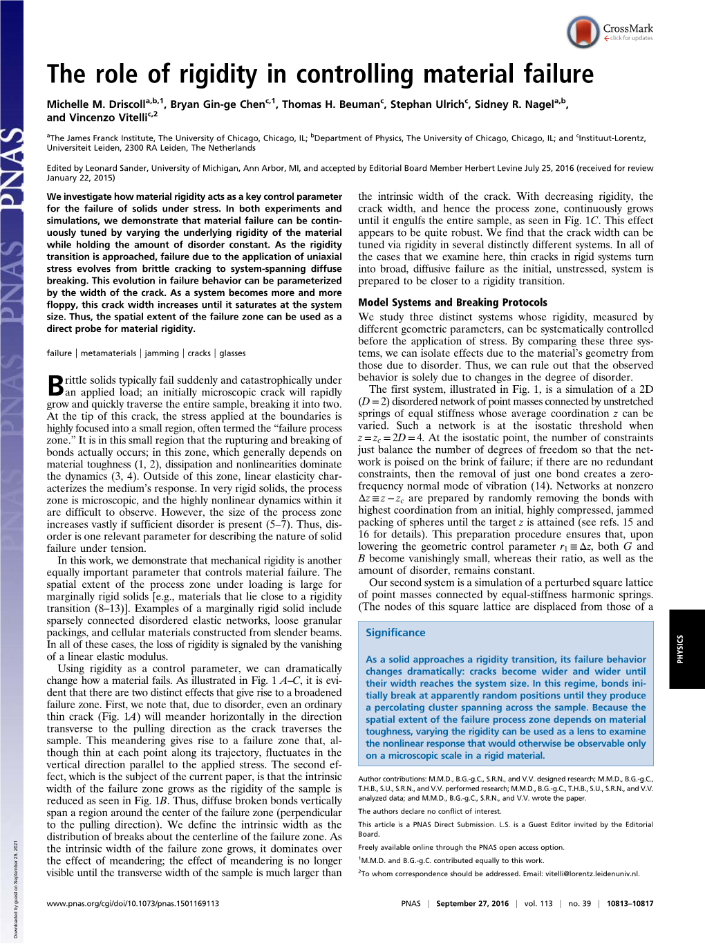 The Role of Rigidity in Controlling Material Failure