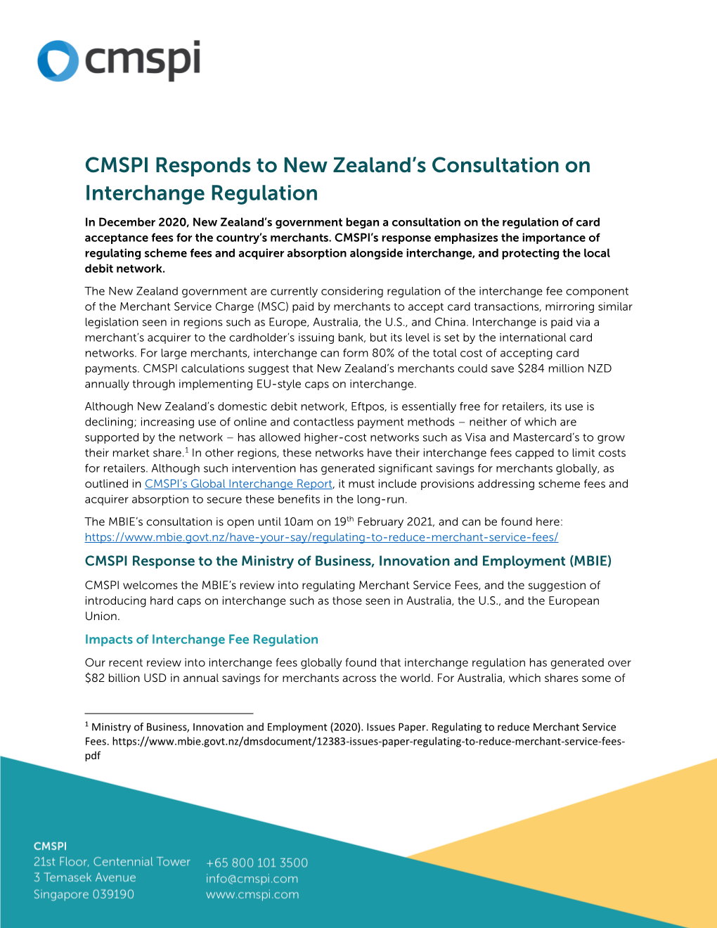 CMSPI Responds to New Zealand's Consultation on Interchange