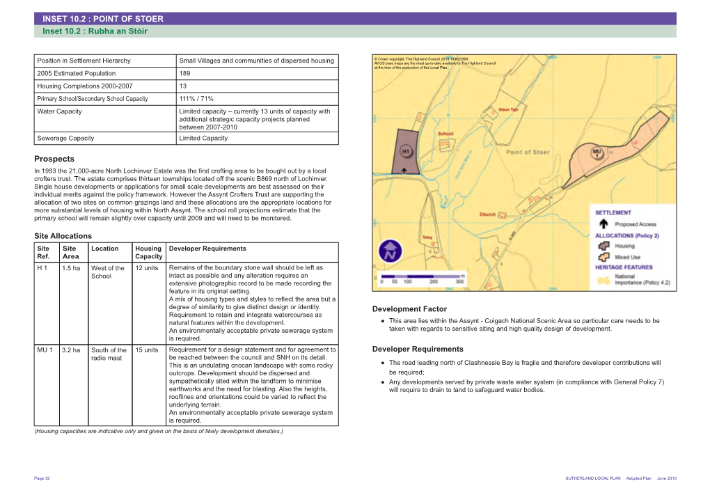 Point of Stoer Inset 10.2 Sutherland Local Plan Adopted June 2010