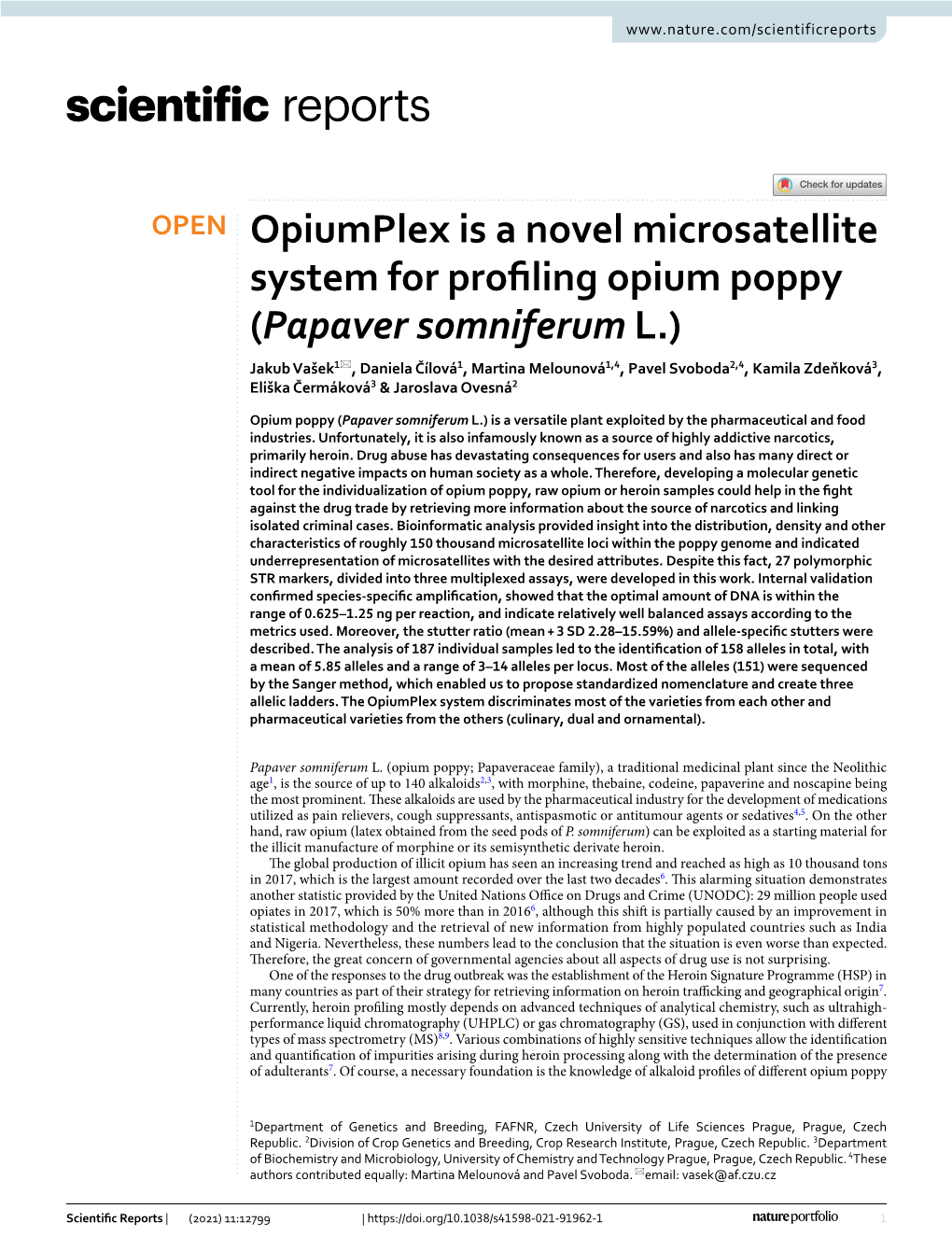 Opiumplex Is a Novel Microsatellite System for Profiling Opium