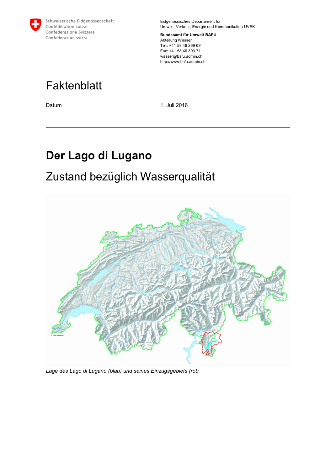 Der Lago Di Lugano Zustand Bezüglich Wasserqualität