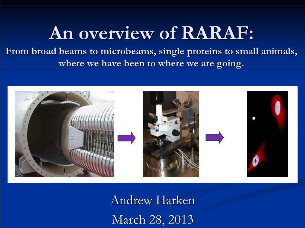An Overview of RARAF: from Broad Beams to Microbeams, Single Proteins to Small Animals, Where We Have Been to Where We Are Going