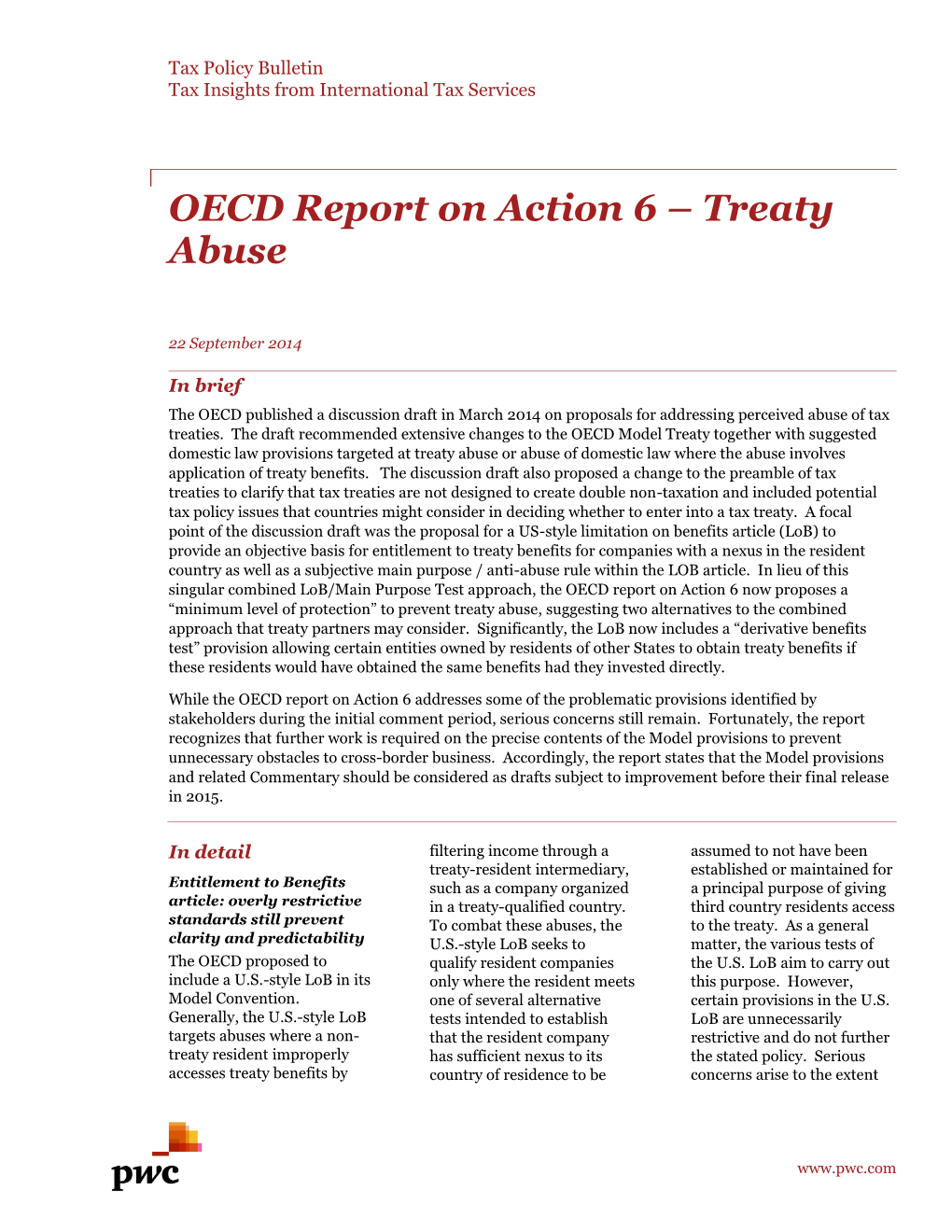 OECD Report on Action 6 – Treaty Abuse