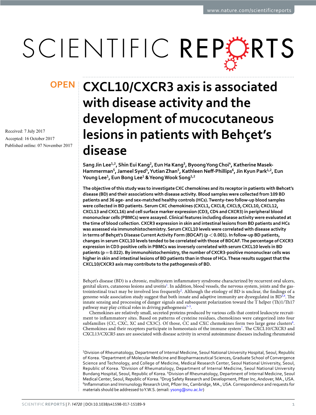 CXCL10/CXCR3 Axis Is Associated with Disease Activity And