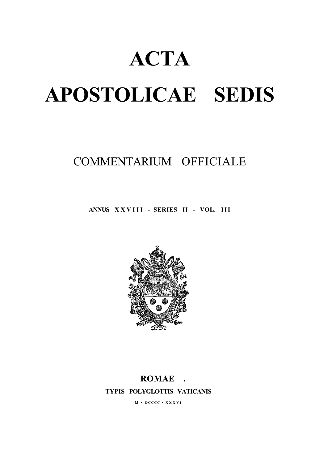 Acta Apostolicae Sedis