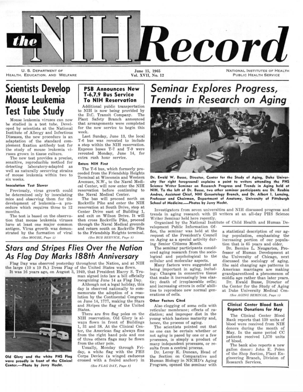 June 15, 1965, NIH Record, Vol. XVII, No. 12