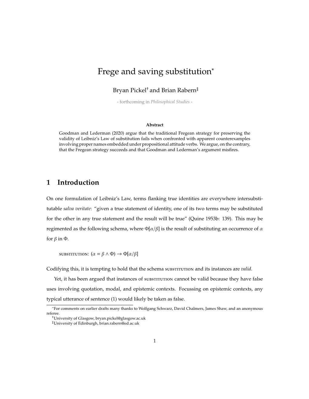 Frege and Saving Substitution∗