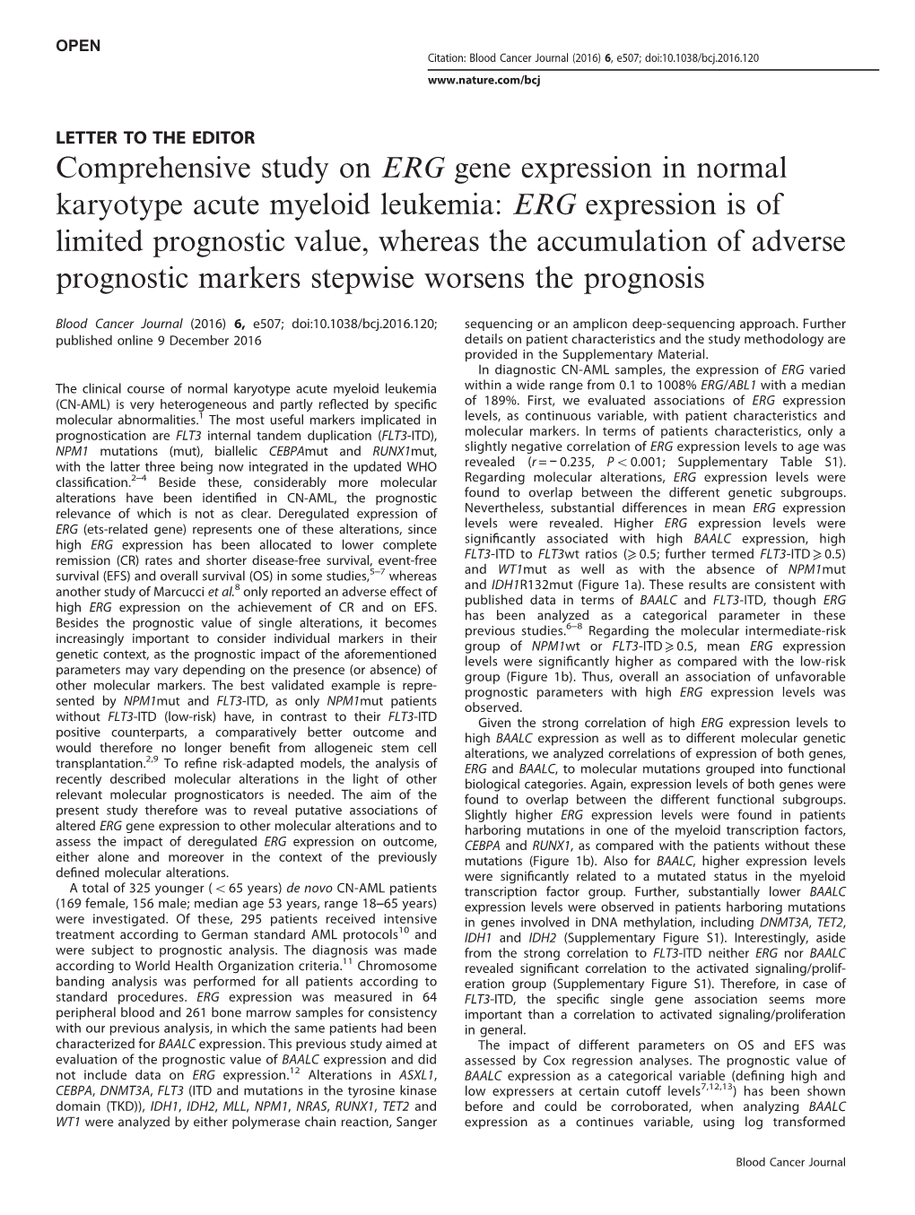 Comprehensive Study on ERG Gene Expression In