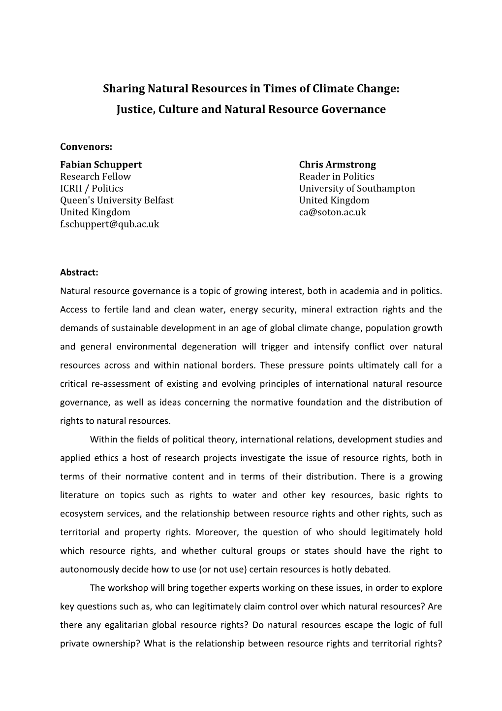 Justice, Culture and Natural Resource Governance