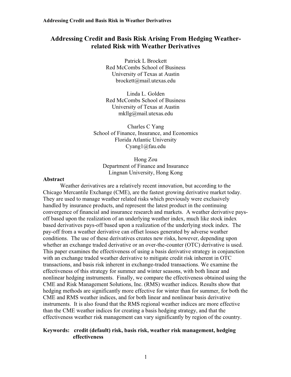 Credit Risk, Basis Risk, and Basis Hedging