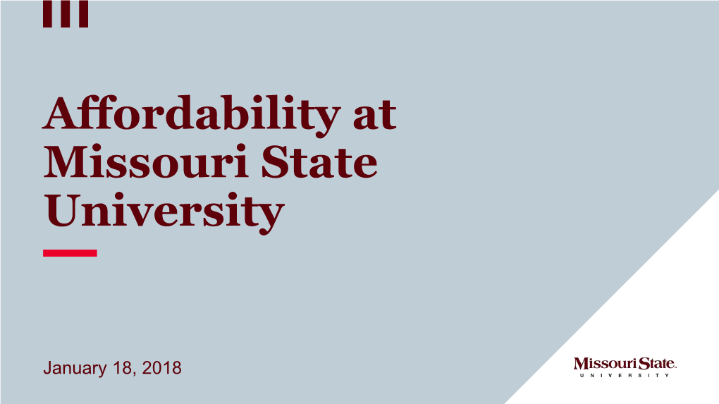 Affordability at Missouri State University