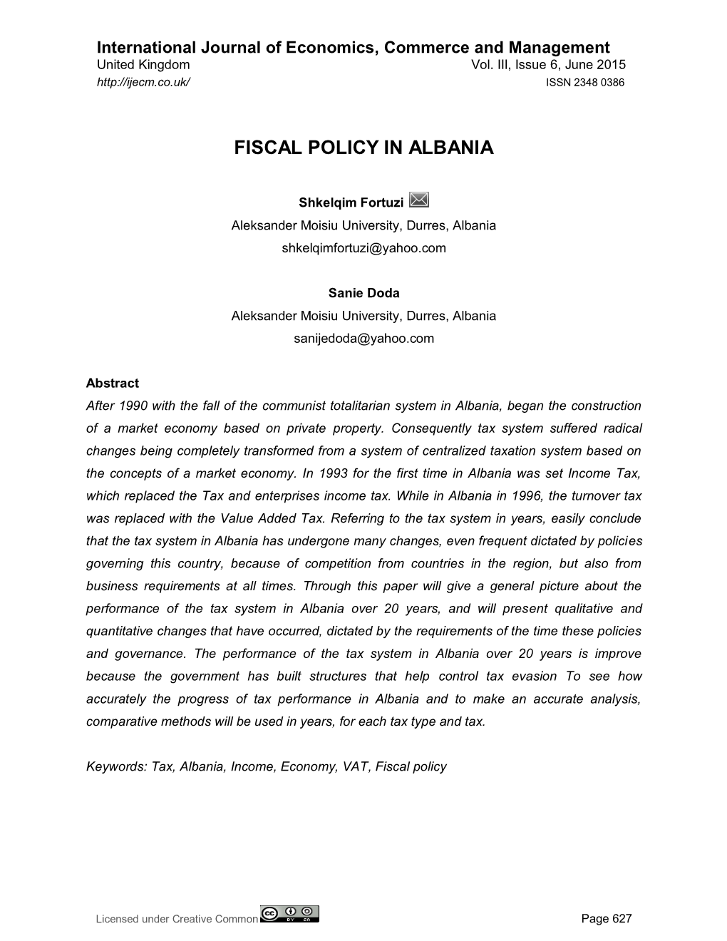 Fiscal Policy in Albania